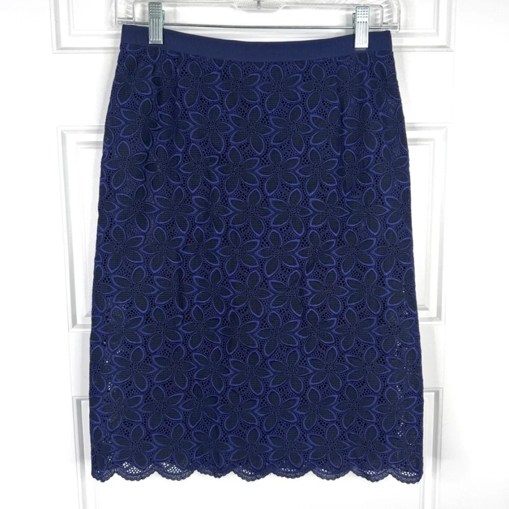SACAI LUCK Lace Pattern Embroidered Skirt NEW Size 2 Blue